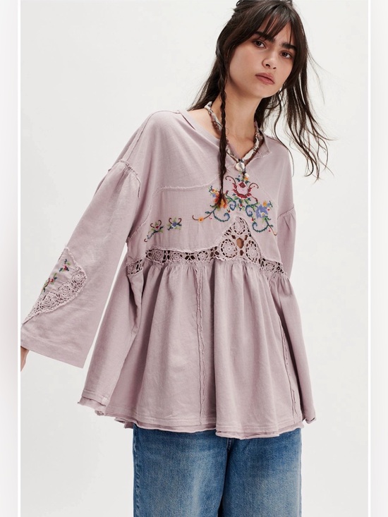 Free People Tops - Free People Kennedy Cross Stitched Crochet Embroidered tunic